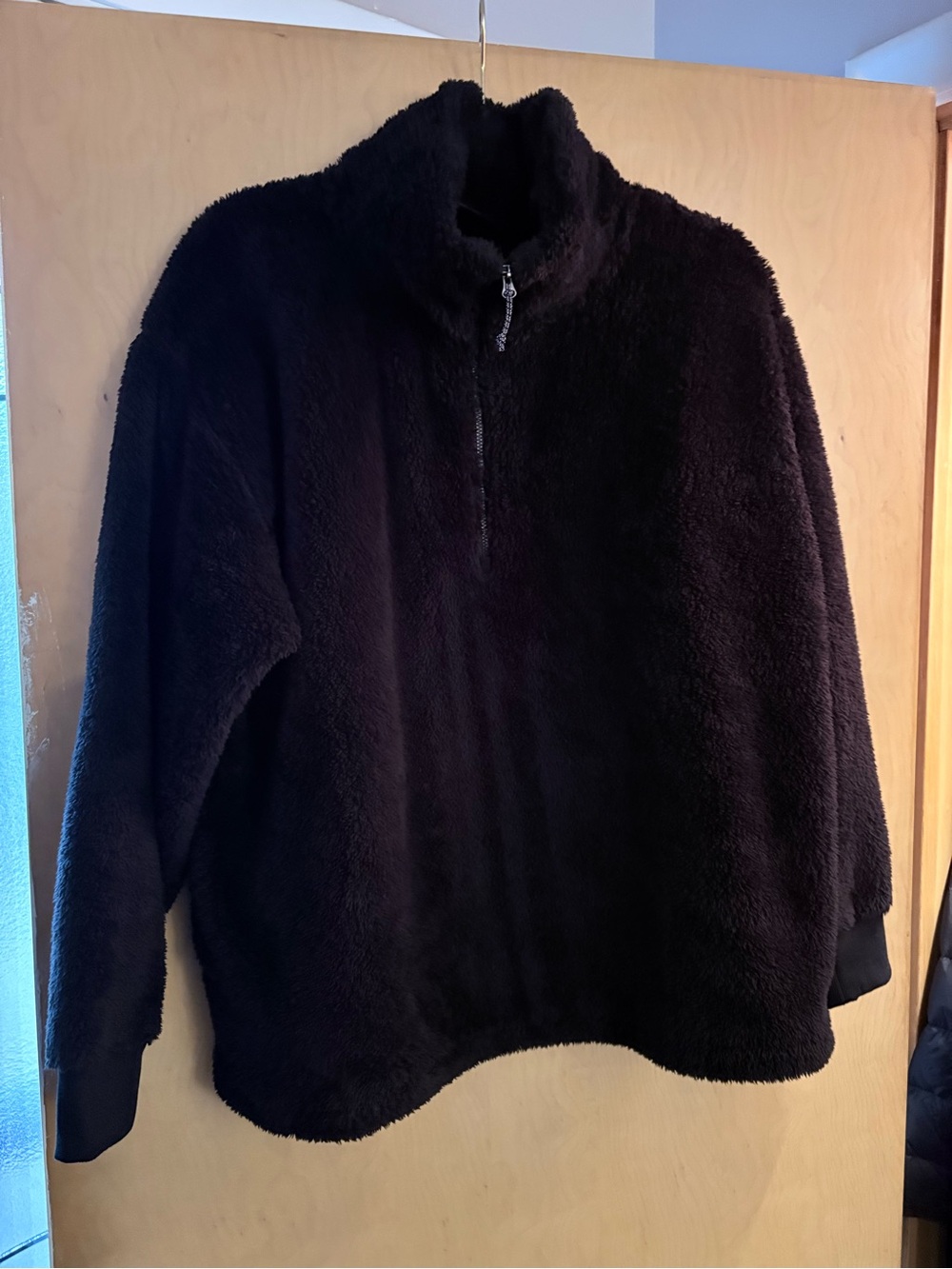 Eddie Bauer Black Plush Half-Zip Turtleneck Sweater